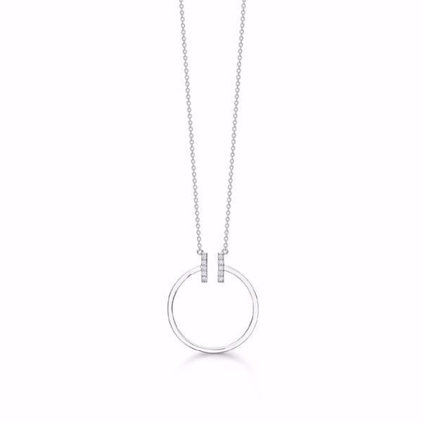 Guld & Sølv design sterling sølv Vedhæng med kæde, Cirkel med blank overflade, diameter 22 mm, kæde 45 cm