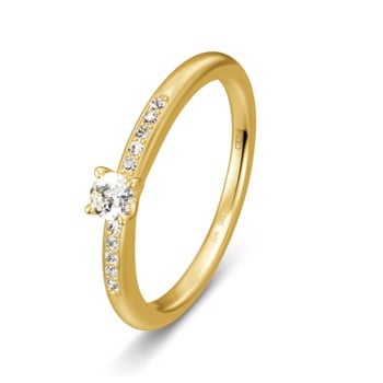 Saint Maurice Forlovelse ring i 14 karat gulguld med 11 stk i alt 0,15 ct diamant