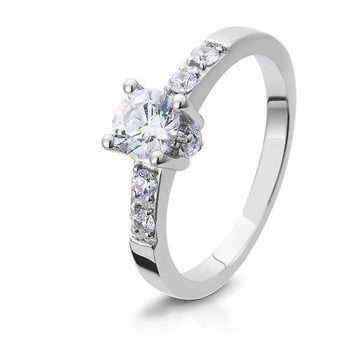 Breuning ring i 18 karat hvidguld med 7 stk diamanter Wessselton / SI i alt 0,41 ct - ringmål 57