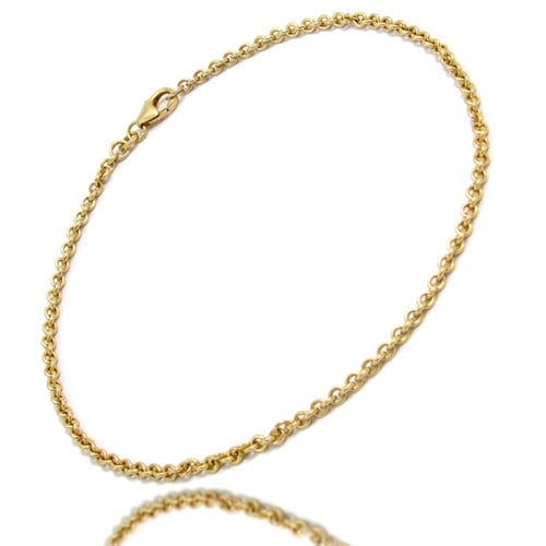 Anker rund - 18 kt guld - halskæde 2,0 mm bred (tråd 0,5 mm) og 100 cm lang