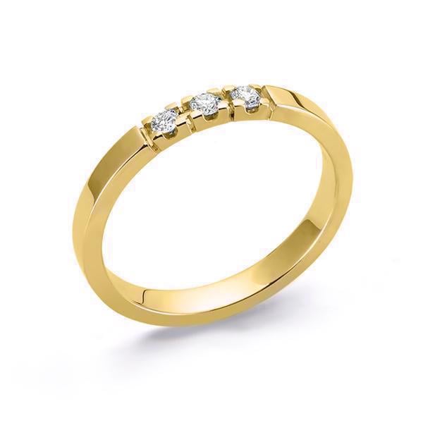 Nuran 14 kt rødguld diamant alliance ring, fra Nuran Classic serien med 3 stk 0,07 ct diamanter Wesselton / SI