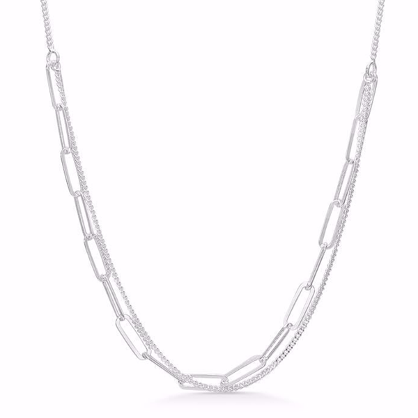 Dobbelt halskæde med panser og ankerkæde i sølv fra Guld & Sølv Design
