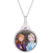 Disney\'s Frost vedhæng med Anna og Elsa i et billede og kæde med længde 35 - 38 - 40 cm
