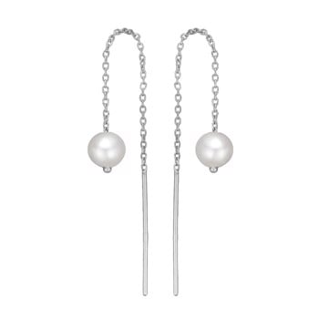 Smukke kæde øreringe I sølv med perler