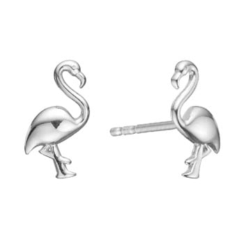 Sølv ørestikker til børn med flamingoer