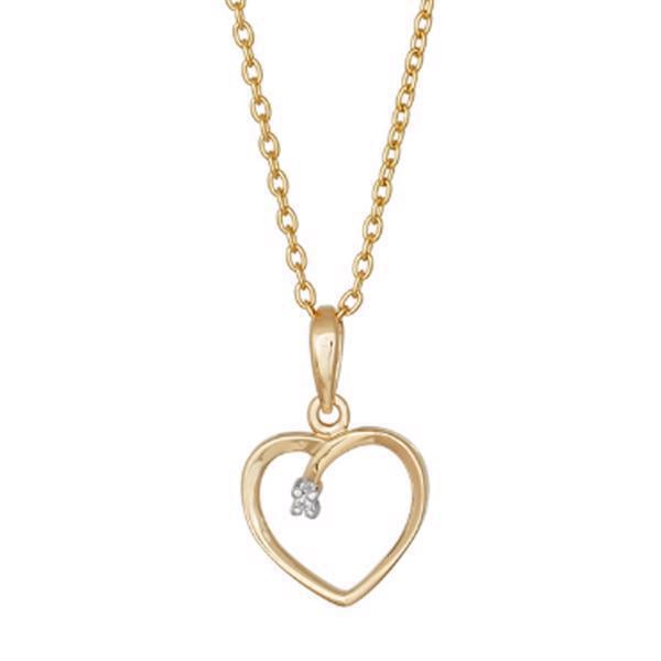 Siersbøl Diamant hjerte 14 karat guld Vedhæng med kæde og 0,005 ct diamant