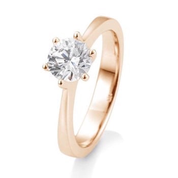 14 kt rosaguld Engagement Solitaire ring med 0,8 ct Diamanter Wesselton SI