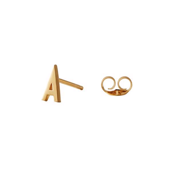 A - Forgyldte smukke Arne Jacobsen bogstavs øreringe i sølv, 7 mm - og prisen er PR STK