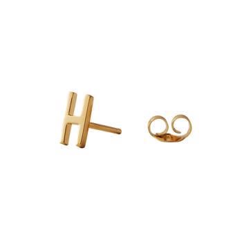 H - Forgyldt Arne Jacobsen bogstavs ørering, 7,5 mm. Pris = PR. STK.