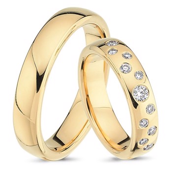 Nuran Love Stjernedrys guld Vielsesringe med 11 stk diamanter Wesselton VS