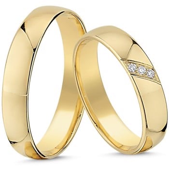 Nuran True Love - Vielsesringe i 14 karat guld med diamanter