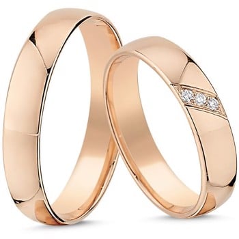 Nuran True Love - Vielsesringe i 14 karat rosaguld med diamanter