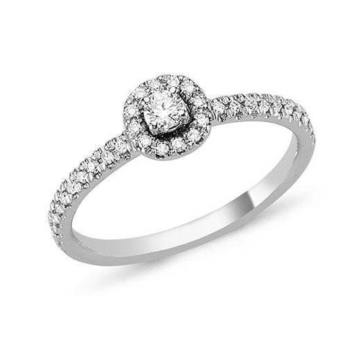 14 karat diamant ring i hvidguld med 0,25 carat Wesselton/SI