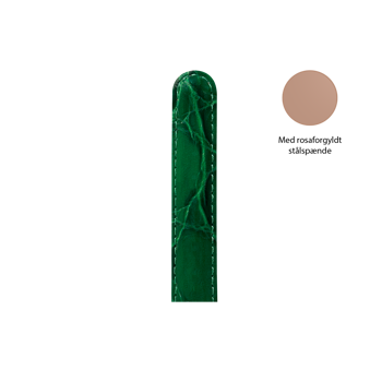 Christina Collect urrem, grøn - 16 mm med rosaforgyldt stålspænde