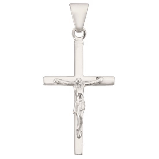 Stolpe kors med Jesus fra BNH i blank sterling sølv, Mellem - 17 x 27 mm