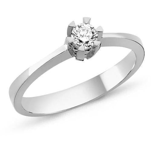  Nuran STAR solitaire ring i 14 karat hvidguld med 0,03-0,20 ct diamanter
