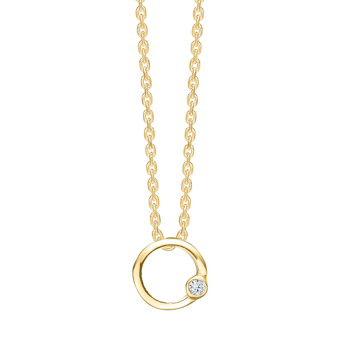 Forgyldt cirkle halskæde med zirconia, fra Støvring Design